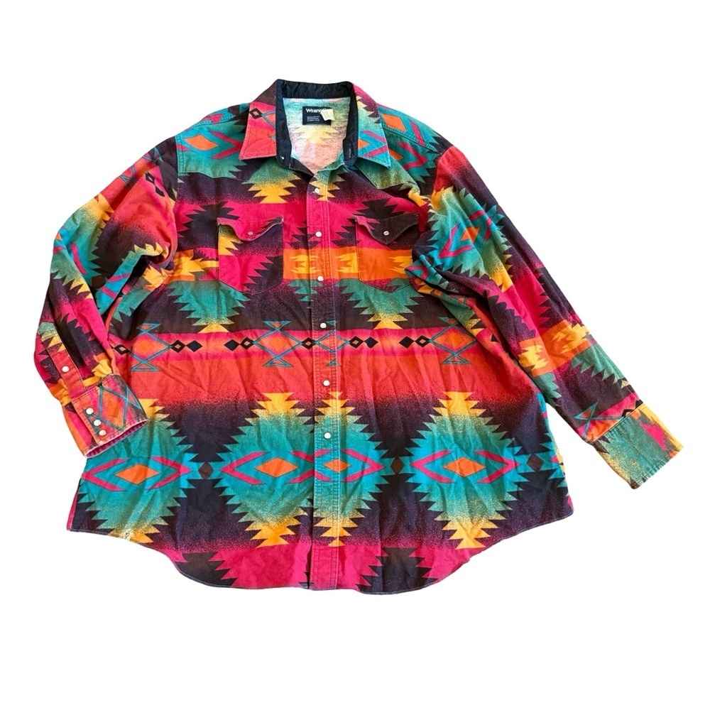 Wrangler Regular Fit Snap-Down Long Sleeve Shirt Flannel X-Long Tails Size 20 36